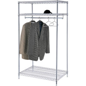 Global Industrial 184450 Free Standing Clothes Rack - 3-Shelf - 36"W x 24"D x 74"H - Chrome image.