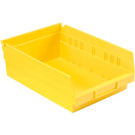Global Industrial 184843YL Global Industrial™ Plastic Nesting Storage Shelf Bin 8-3/8"W x 11-5/8"D x 4"H Yellow image.
