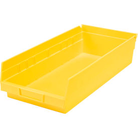 Global Industrial 184844YL Global Industrial™ Plastic Nesting Storage Shelf Bin 8-3/8"W x 17-7/8"D x 4"H Yellow image.