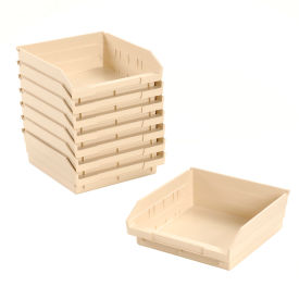 Global Industrial 184845BG Global Industrial™ Plastic Nesting Storage Shelf Bin 11-1/8"W x 11-5/8"D x 4"H Beige image.