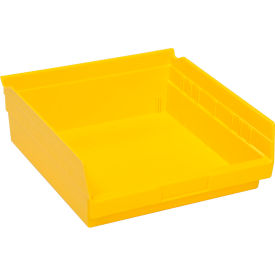 Global Industrial 184845YL Global Industrial™ Plastic Nesting Storage Shelf Bin 11-1/8"W x 11-5/8"D x 4"H Yellow image.