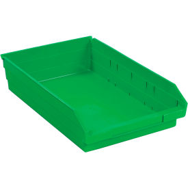 Global Industrial 184846GN Global Industrial™ Plastic Nesting Storage Shelf Bin 11-1/8"W x 17-7/8"D x 4"H Green image.