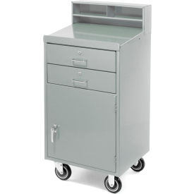 Global Industrial 185312GY Global Industrial™ Mobile Cabinet Shop Desk W/ 2 Locking Drawers, 23"W x 20"D, Gray image.