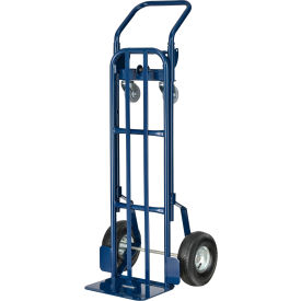 Global Industrial™ Steel 2-in-1 Convertible Hand Truck - Pneumatic Wheels - 600 Lb. Capacity