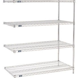 Nexel® 4 Shelf Chrome Wire Shelving Unit Add On 60""W x 12""D x 54""H