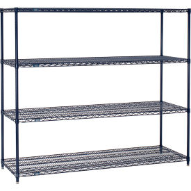 Global Industrial 188404E Nexel® 4 Shelf, Nexelon® Blue Wire Shelving Unit, Starter, 60"W x 18"D x 63"H image.
