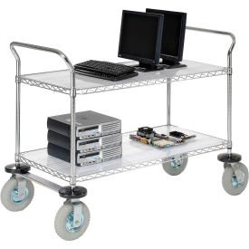 Global Industrial 188782 Nexel® Chrome Wire Shelf Instrument Cart w/2 Shelves, 1200 Ib. Capacity, 48"L x 24"W x 44"H image.