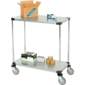 Nexel® 2 Shelf Cart Galvanized 36""W x 18""D x 39""H Polyurethane Casters