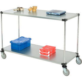 Nexel® 2 Shelf Cart Galvanized 60""W x 24""D x 39""H Polyurethane Casters