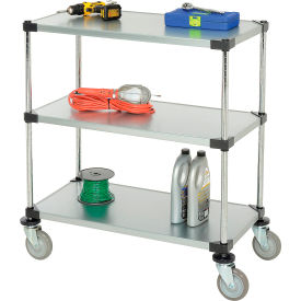 Nexel® 3 Shelf Cart Galvanized 36""W x 18""D x 39""H Polyurethane Casters