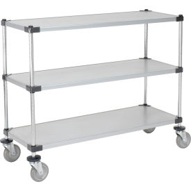 Nexel® 3 Shelf Cart Galvanized 48""W x 18""D x 39""H Polyurethane Casters