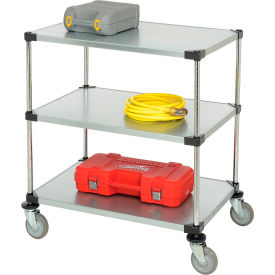 Nexel® 3 Shelf Cart Galvanized 36""W x 24""D x 39""H Polyurethane Casters