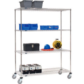 Global Industrial 189400AB Nexel® Stainless Steel Wire Shelf Truck w/Brakes, 1200 lb. Capacity, 36"L x 18"W x 69"H image.