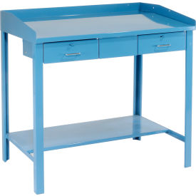 Global Industrial 190298BL Global Industrial™ Extra-Wide Shop Desk W/ 2 Drawers, Sloped Surface, 48"W x 30"D, Blue image.