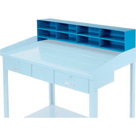 Global Industrial 190300BL Global Industrial™ 8 Pigeonhole Compartment Riser 48x9x11 For 48"W Extra-Wide Shop Desk, Blue image.