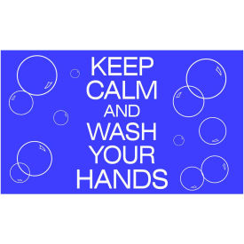 Superior Manufacturing Group, NoTrax 194SCW35BU NoTrax® Keep Calm and Wash Your Hands Safety Message Mat 3/8" Thick 3 x 5 Blue image.