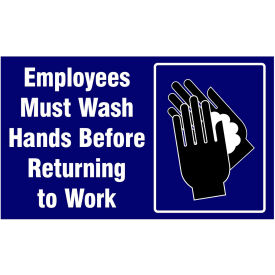 Superior Manufacturing Group, NoTrax 194SEW35BU NoTrax® Employees Must Wash Hands Safety Message Mat 3/8" Thick 3 x 5 Blue image.