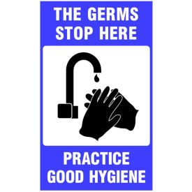 Superior Manufacturing Group, NoTrax 194SGS46BU NoTrax® Germs Stop Here Safety Message Mat 3/8" Thick 4 x 6 Blue image.