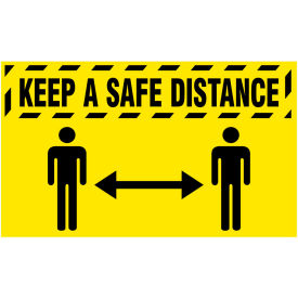 Superior Manufacturing Group, NoTrax 194SKS46YL NoTrax® Keep a Safe Distance Safety Message Mat 3/8" Thick 4 x 6 Yellow image.