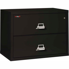 Fire King 23822CBL Fireking Fireproof 2 Drawer Lateral File Cabinet - Letter-Legal Size 37-1/2"W x 22"D x 28"H - Black image.