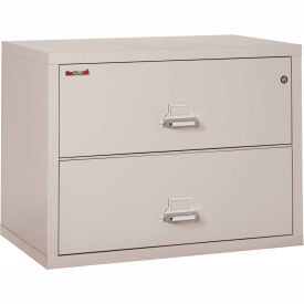 Fire King 23822CPL Fireking Fireproof 2 Drawer Lateral File Cabinet Letter-Legal Size 37-1/2"W x 22"D x 28"H - Lt Gray image.