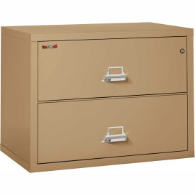 Fire King 23822CSA Fireking Fireproof 2 Drawer Lateral File Cabinet - Letter-Legal Size 37-1/2"W x 22"D x 28"H - Sand image.