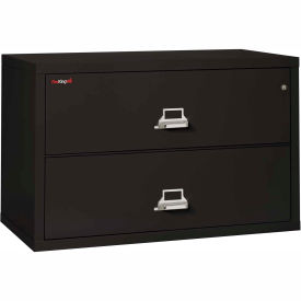 Fire King 24422CBL Fireking Fireproof 2 Drawer Lateral File Cabinet - Letter-Legal Size 44-1/2"W x 22"D x 28"H - Black image.