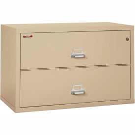 Fire King 24422CPA Fireking Fireproof 2 Drawer Lateral File Cabinet - Letter-Legal Size 44-1/2"W x 22"D x 28"H - Putty image.