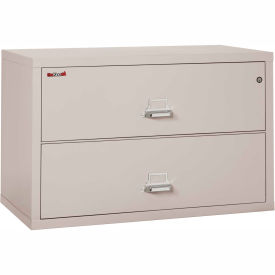 Fire King 244CPL Fireking Fireproof 2 Drawer Lateral File Cabinet Letter-Legal Size 44-1/2"W x 22"D x 28"H - Lt Gray image.