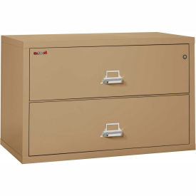 Fire King 244CSA Fireking Fireproof 2 Drawer Lateral File Cabinet - Letter-Legal Size 44-1/2"W x 22"D x 28"H - Sand image.