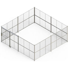 840 Style Woven Wire 4 Sided Cage w/5' Sliding Door No Ceiling 20' 6"" x 20' 6"" x 10' 5-1/4""H