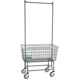 R&B WIRE PRODUCTS INC 201H56/ANTI R&B Wire Products® Antimicrobial Mega Capacity "Big Dog" Laundry Cart w/ Double Pole Rack image.
