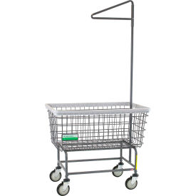 R&B WIRE PRODUCTS INC 201H91/ANTI R&B Wire Products® Antimicrobial Mega Capacity "Big Dog" Laundry Cart w/ Single Pole Rack image.