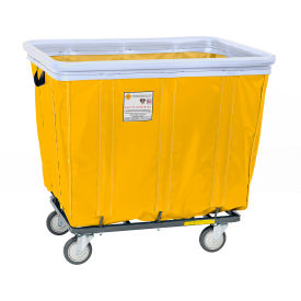 R&B Wire Products 8 Bushel Antimicrobial Vinyl Basket Truck w/ Antimicrobial Bumper, Yellow