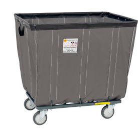R&B Wire Products 8 Bushel Antimicrobial Vinyl Basket Truck, All Swivel Casters, Gray