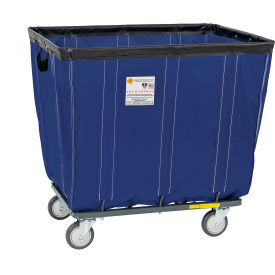 R&B Wire Products 10 Bushel Antimicrobial Vinyl Basket Truck, All Swivel Casters, Navy