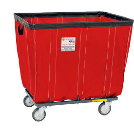 R&B Wire Products 10 Bushel Antimicrobial Vinyl Basket Truck, All Swivel Casters, Red