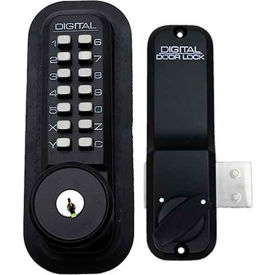 LockeyUSA 2200JBKO Lockey Digital Door Lock 2200 Surface/Rim Mount with Key Override, Jet Black image.