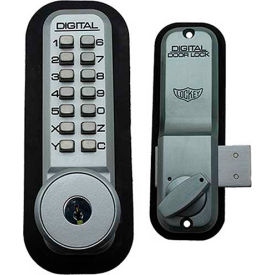 LockeyUSA 2200SCKO Lockey Digital Door Lock 2200 Surface/Rim Mount with Key Override, Satin Chrome image.