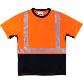 Ergodyne GloWear 8283BK Lightweight Performance Hi-Vis T-Shirt, Class 2, Black Bottom, M, Orange
