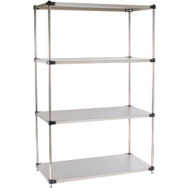 Nexel® 4 Shelf Stainless Steel Solid Shelving Unit Starter 36""W x 18""D x 54""H