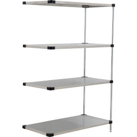 Nexel® 4 Shelf Stainless Steel Solid Shelving Unit Add On 36""W x 18""D x 54""H