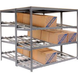 Global Industrial 235391 Global Industrial™ Carton Flow Shelving Double Depth 3 LEVEL 96"W x 72"D x 84"H image.