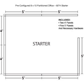 Interion® Pre-Configured Office Cubicle 8W x 10D x 60""H Starter Kit Gray