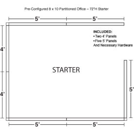 Interion® Pre-Configured Office Cubicle 8W x 10D x 72""H Starter Kit Blue