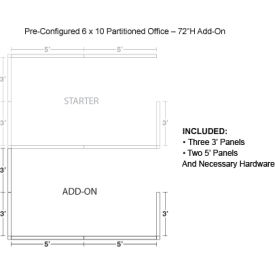 Interion® Pre-Configured Office Cubicle 6W x 10D x 72""H Add-On Kit Blue