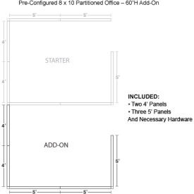 Interion® Pre-Configured Office Cubicle 8W x 10D x 60""H Add-On Kit Blue