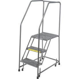 Ballymore Co Inc H31820G Grip 16"W 3 Step Steel Rolling Ladder 21"D Top Step - H31820G image.