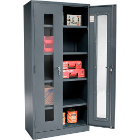 Global Industrial Clear View Storage Cabinet 36"W x 18"D x 78"H Unassembled Gray 