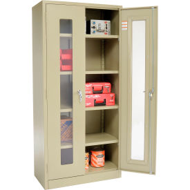 Global Industrial Clear View Storage Cabinet 36"W x 18"D x 78"H Unassembled Tan 